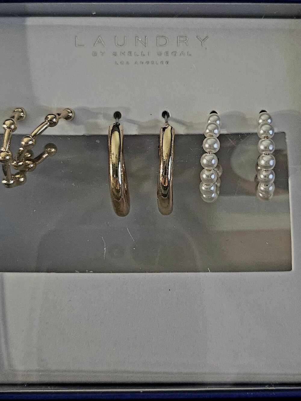 Laundry By Shelli Segal Gold and Pearl Multi-Hoop Earring Set